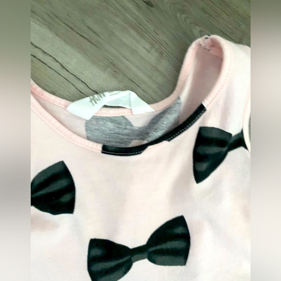 H & M Light Pink Black Bows Girls Toddler Dress Size 4-6T - Picture 2 of 4